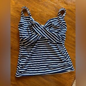 Lands End Striped Navy & White Women’s Tankini Top